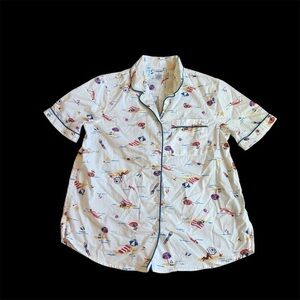 Lands’ End Cotton Beach Print Button Down Shirt – Size XS (2-4)